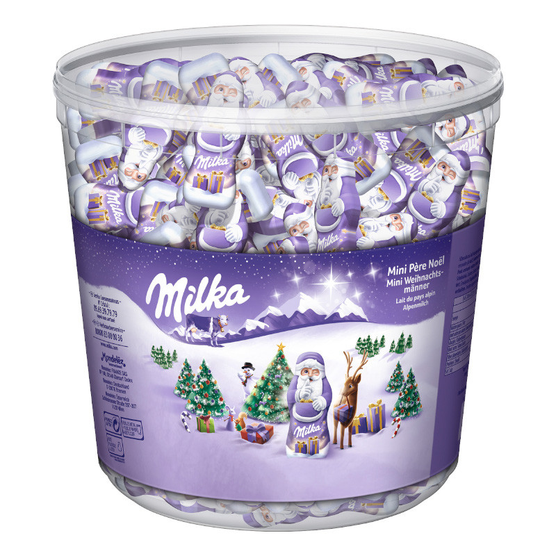 Milka Mini Weihnachtsmänner 170 Stück zarte Alpenmilchschokolade in festlicher Miniaturform